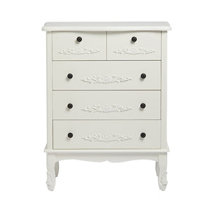 ANTOINETTE 5 LARGE DRAWER CHEST WHITE